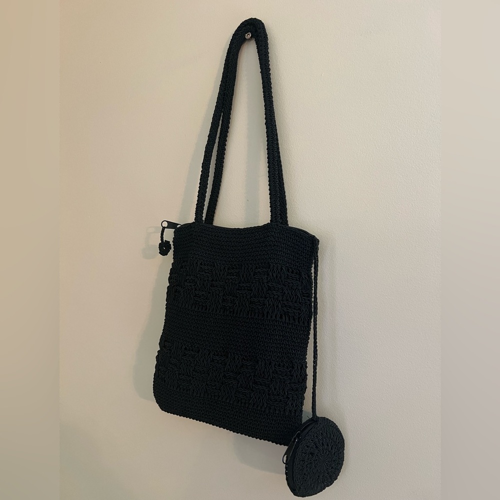 Black Vintage Crochet Shoulder Bag